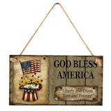 Max Wooden Sign Wall Hanging Plaque Independence Day Party Decor GOD BLESS AMERICAN