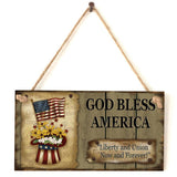 Max Wooden Sign Wall Hanging Plaque Independence Day Party Decor GOD BLESS AMERICAN