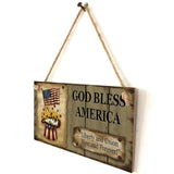 Max Wooden Sign Wall Hanging Plaque Independence Day Party Decor GOD BLESS AMERICAN