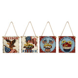 Max Square Hanging Wood Plaque Sign America Independence Day Party Decor Style 4
