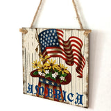Max Square Hanging Wood Plaque Sign America Independence Day Party Decor Style 3