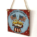 Max Square Hanging Wood Plaque Sign America Independence Day Party Decor Style 2