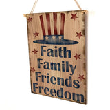 Max DIY Wood Hanging Lettered Board Plaque Wall Decor Sign America Flag Style 1