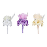 Max Silk Rose Flower Wedding Corsage Groom Bridal Wedding Boutonniere Champagne