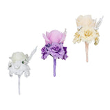 Max Silk Rose Flower Wedding Corsage Groom Bridal Wedding Boutonniere Champagne