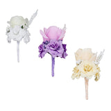 Max Silk Rose Flower Wedding Corsage Groom Bridal Wedding Boutonniere Champagne