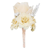Max Silk Rose Flower Wedding Corsage Groom Bridal Wedding Boutonniere Champagne