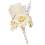 Max Silk Rose Flower Wedding Corsage Groom Bridal Wedding Boutonniere Champagne