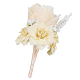 Max Silk Rose Flower Wedding Corsage Groom Bridal Wedding Boutonniere Champagne