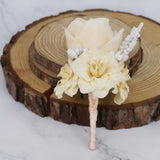 Max Silk Rose Flower Wedding Corsage Groom Bridal Wedding Boutonniere Champagne