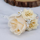Max Silk Rose Flower Wedding Corsage Groom Bridal Wedding Boutonniere Champagne