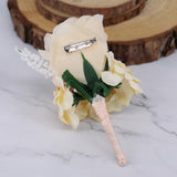 Max Silk Rose Flower Wedding Corsage Groom Bridal Wedding Boutonniere Champagne