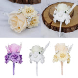 Max Silk Rose Flower Wedding Corsage Groom Bridal Wedding Boutonniere Champagne