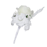 Max Silk Rose Flower Wedding Corsage Groom Bridal Wedding Boutonniere White