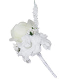 Max Silk Rose Flower Wedding Corsage Groom Bridal Wedding Boutonniere White