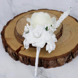 Max Silk Rose Flower Wedding Corsage Groom Bridal Wedding Boutonniere White