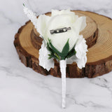 Max Silk Rose Flower Wedding Corsage Groom Bridal Wedding Boutonniere White