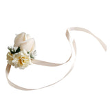 Max Artificial Rose Wrist Flower For Wedding Groom Bridesmaid Bride  Champagne