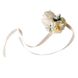 Max Artificial Rose Wrist Flower For Wedding Groom Bridesmaid Bride  Champagne