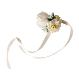 Max Artificial Rose Wrist Flower For Wedding Groom Bridesmaid Bride  Champagne