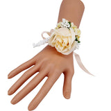 Max Artificial Rose Wrist Flower For Wedding Groom Bridesmaid Bride  Champagne