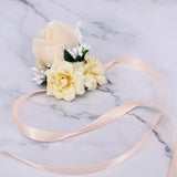 Max Artificial Rose Wrist Flower For Wedding Groom Bridesmaid Bride  Champagne