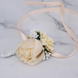Max Artificial Rose Wrist Flower For Wedding Groom Bridesmaid Bride  Champagne