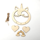 Max Wood Plaque MDF Dreamcatcher Mobile Dream Catcher Unicorn+4xCord Unicorn 1