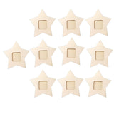 Max 10 Pieces Wooden Mini Star Hanging Picture Frames for Home Party Decoration