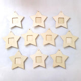 Max 10 Pieces Wooden Mini Star Hanging Picture Frames for Home Party Decoration