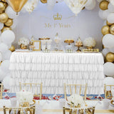 Max White Chiffon 5-layer Table Skirt Tablecloths for Rectangle/Round Table 75x183cm