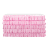 Max Pink Chiffon 5-layer Table Skirt Tablecloth for Wedding Party Decor 75x275cm