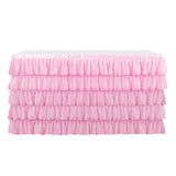 Max Pink Chiffon 5-layer Table Skirt Tablecloth for Wedding Party Decor 75x275cm