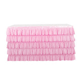 Max Pink Chiffon 5-layer Table Skirt Tablecloth for Wedding Party Decor 75x275cm