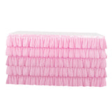 Max Pink Chiffon 5-layer Table Skirt Tablecloth for Wedding Party Decor 75x275cm