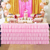 Max Pink Chiffon 5-layer Table Skirt Tablecloth for Wedding Party Decor 75x275cm