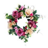 Max European Retro Fake Rose Flower Wreath Home Decor Garland Rose Red+Champagne