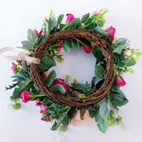 Max European Retro Fake Rose Flower Wreath Home Decor Garland Rose Red+Champagne