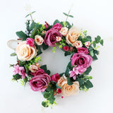 Max European Retro Fake Rose Flower Wreath Home Decor Garland Rose Red+Champagne