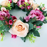 Max European Retro Fake Rose Flower Wreath Home Decor Garland Rose Red+Champagne