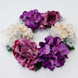 Max Europe Style Hydrangea Fake Flower Wreath Ring Garland Champagne Violet