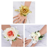 Max Fake Wrist Corsage Bridal Stretchy Bracelet Wedding Prom Hand Flower White_16x8x5cm
