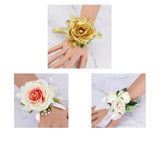 Max Fake Wrist Corsage Bridal Stretchy Bracelet Wedding Prom Hand Flower White_16x8x5cm