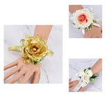 Max Fake Wrist Corsage Bridal Stretchy Bracelet Wedding Prom Hand Flower White_16x8x5cm