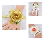 Max Fake Wrist Corsage Bridal Stretchy Bracelet Wedding Prom Hand Flower White_16x8x5cm