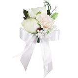 Max Fake Wrist Corsage Bridal Stretchy Bracelet Wedding Prom Hand Flower White_16x8x5cm