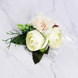 Max Fake Wrist Corsage Bridal Stretchy Bracelet Wedding Prom Hand Flower White_16x8x5cm