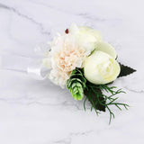 Max Fake Wrist Corsage Bridal Stretchy Bracelet Wedding Prom Hand Flower White_16x8x5cm