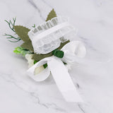 Max Fake Wrist Corsage Bridal Stretchy Bracelet Wedding Prom Hand Flower White_16x8x5cm
