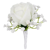 Max Wedding Groom Bridal Artificial Flower Corsage Brooch Pin  Rose + Gypsophila
